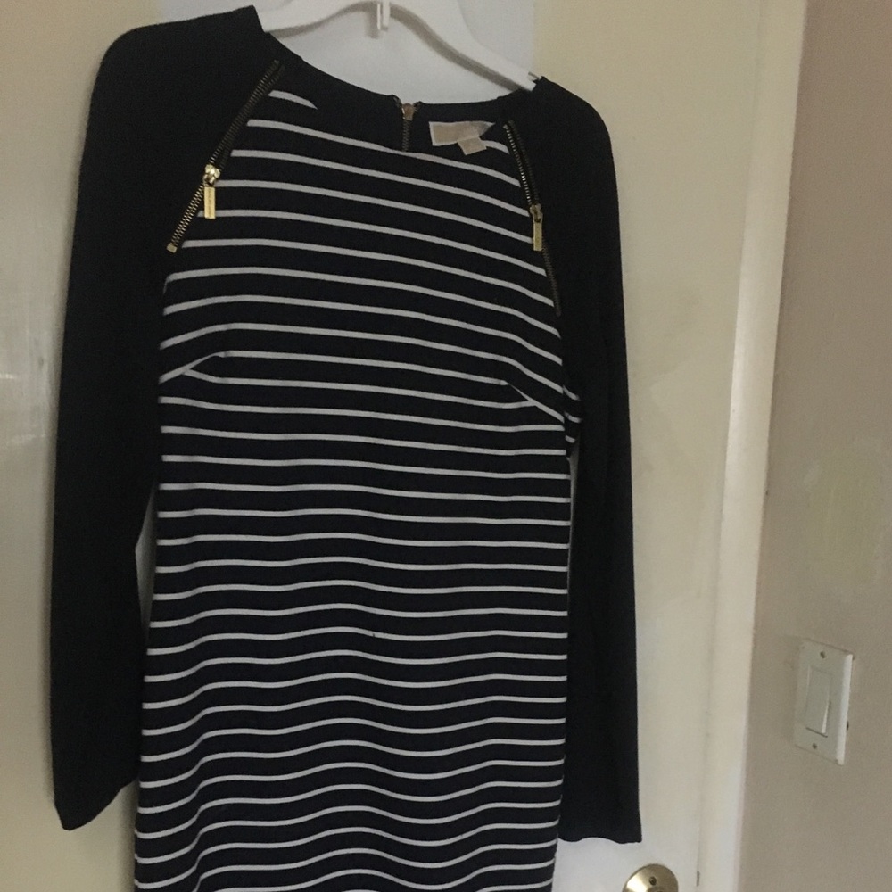 Michael Kors Navy Striped Sweater Dress